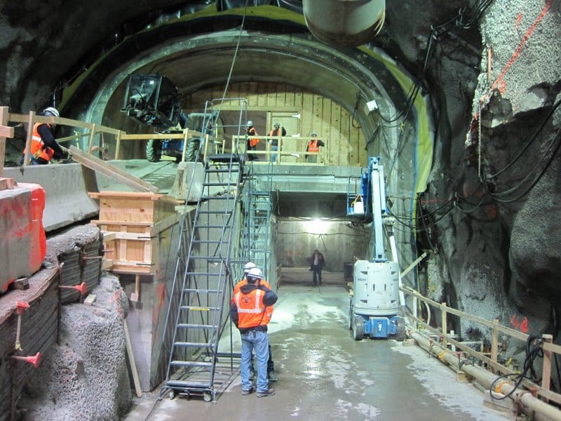 The No. 7 Subway Line Extension will provide transit access to the West Side of Manhattan, including the Jacob Javits Convention Center, by extending the No. 7 Line westward from its current terminus at Times Square to a new station being constructed at 34th Street and Eleventh Avenue (shown).